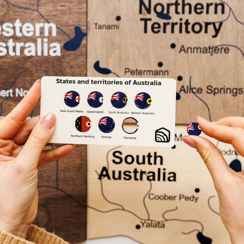 3D Wooden Map of Australia - Multicolor