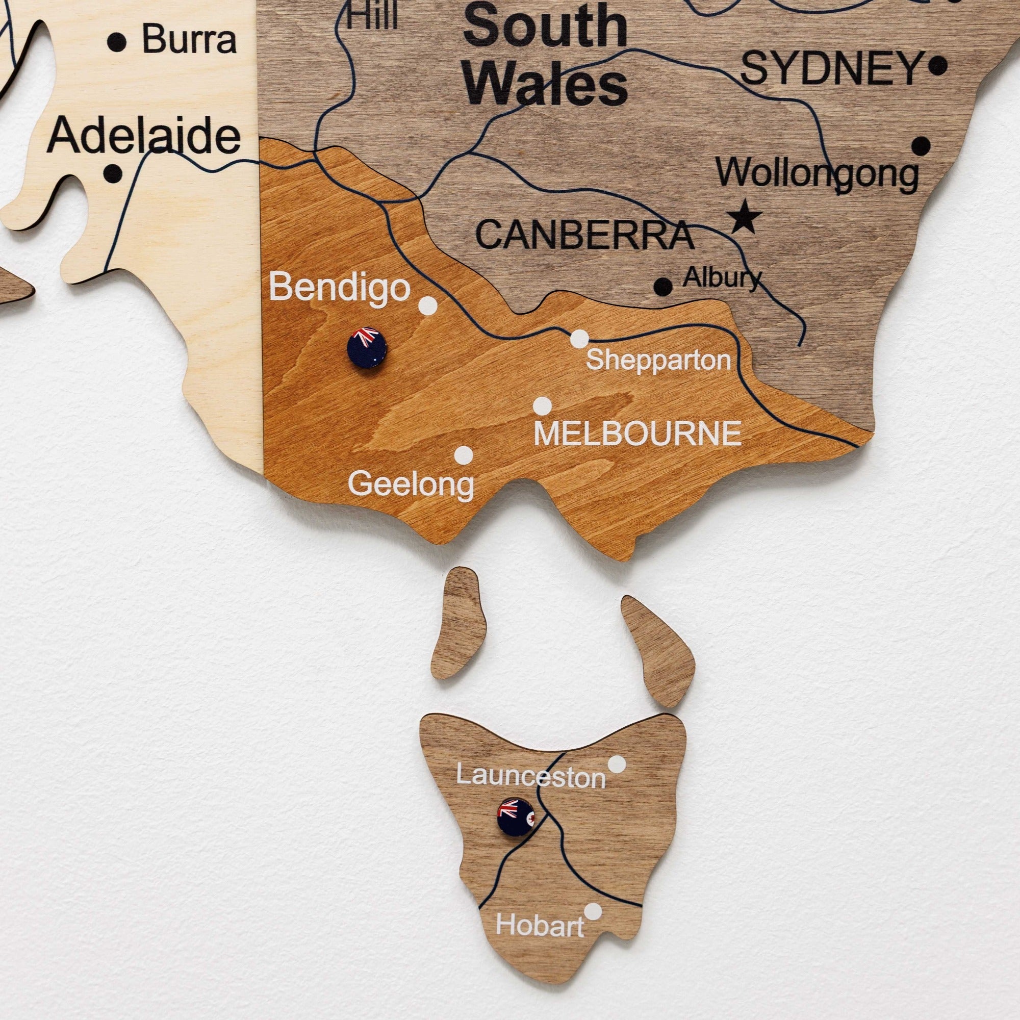 3D Wooden Map of Australia - Multicolor