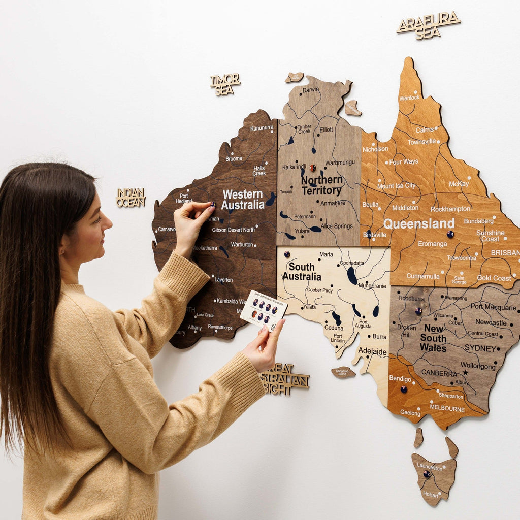 3D Wooden Map of Australia - Multicolor