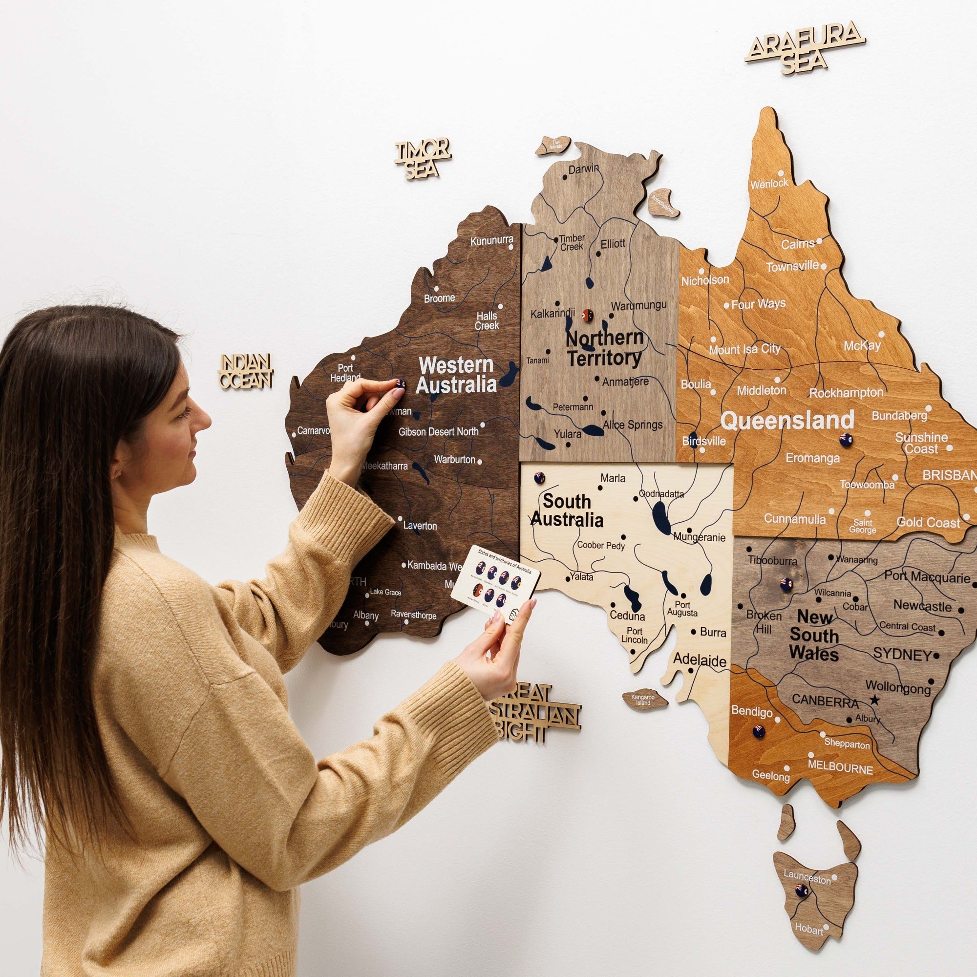 3D Wooden Map of Australia - Multicolor