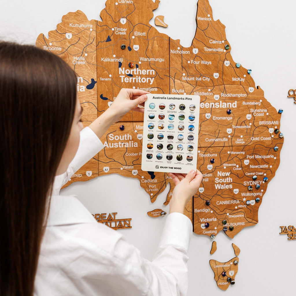3D Wooden Map of Australia - Oak