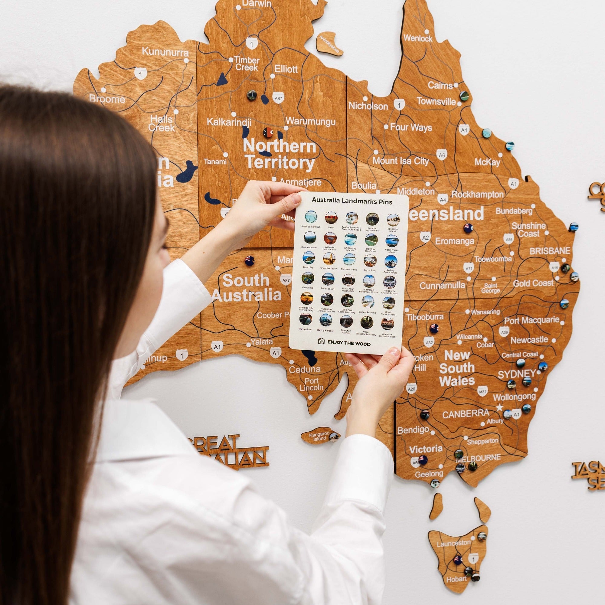 3D Wooden Map of Australia - Oak