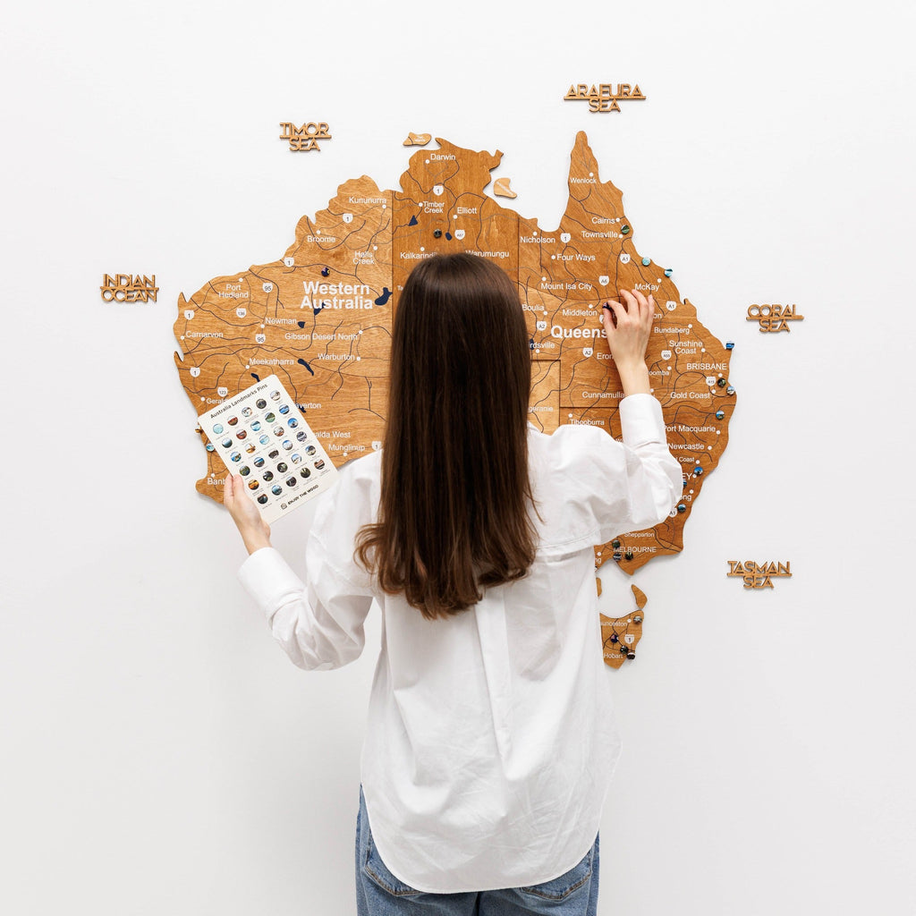 3D Wooden Map of Australia - Oak