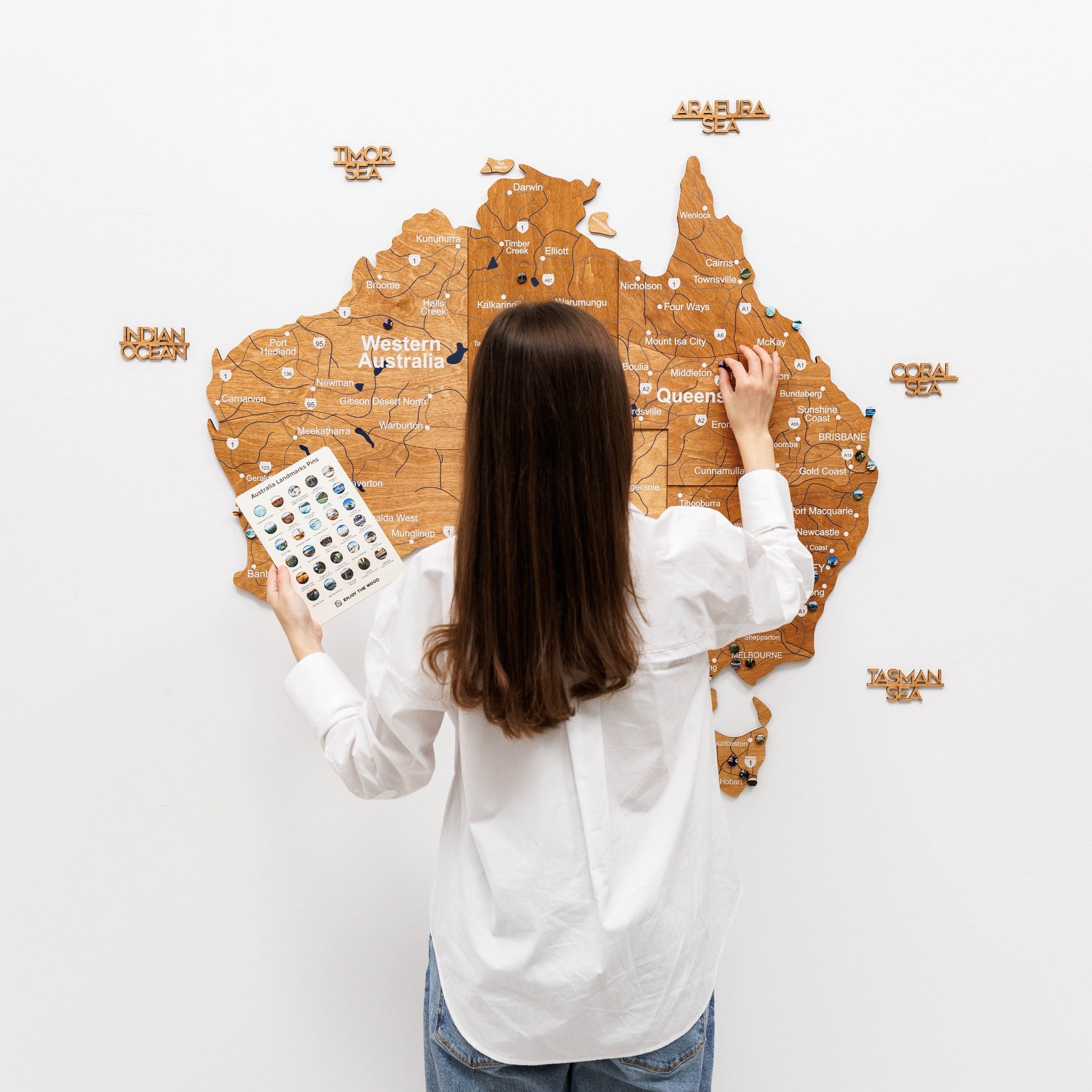3D Wooden Map of Australia - Oak