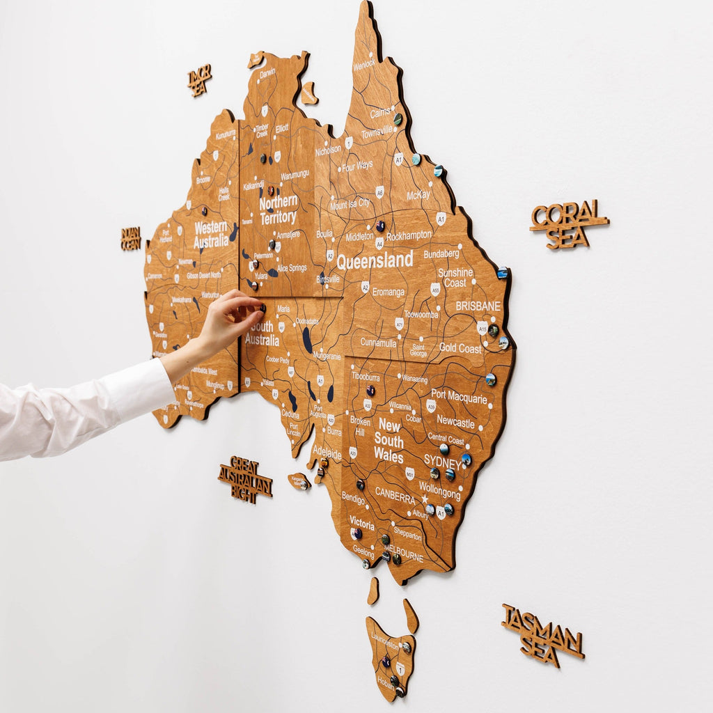 3D Wooden Map of Australia - Oak