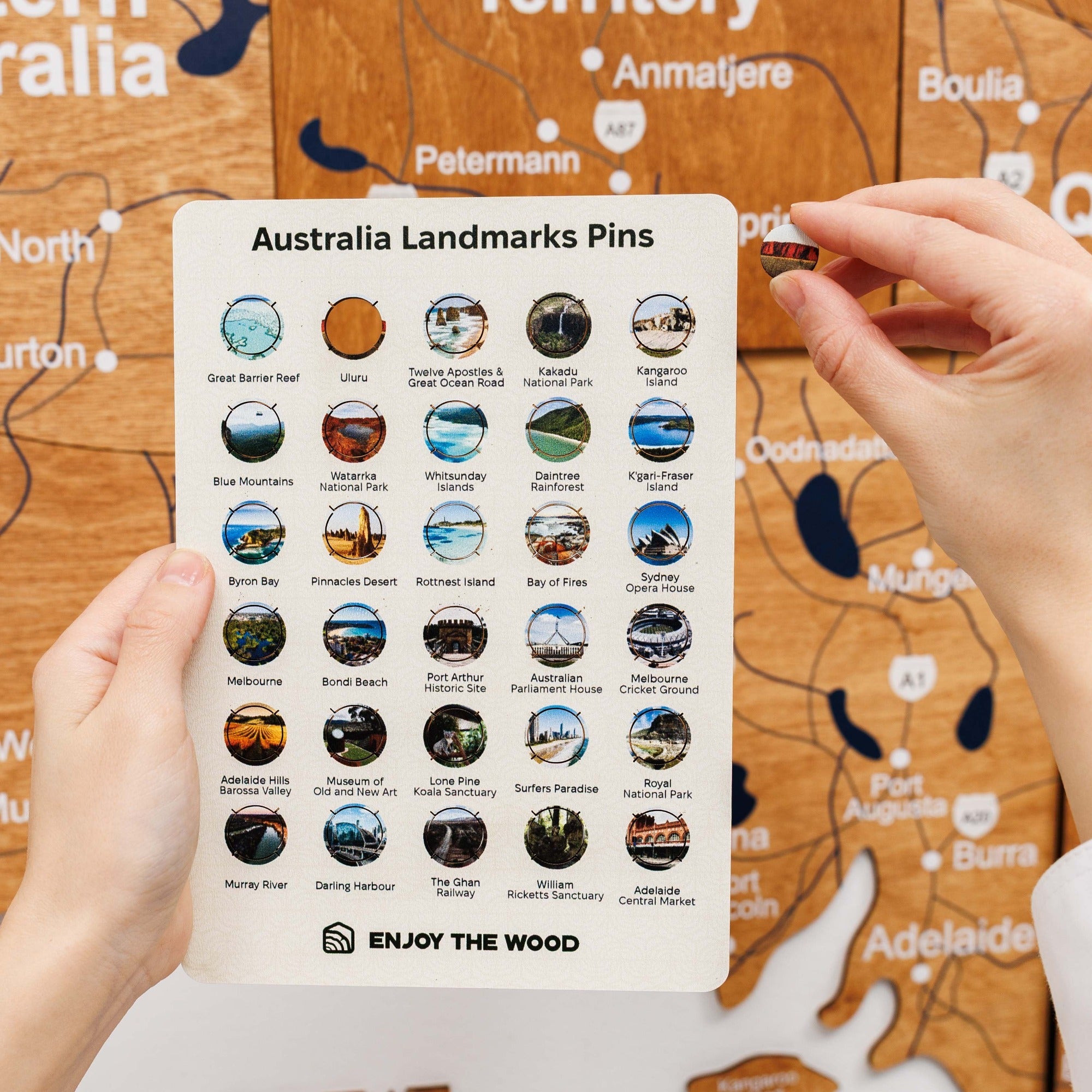 3D Wooden Map of Australia - Oak