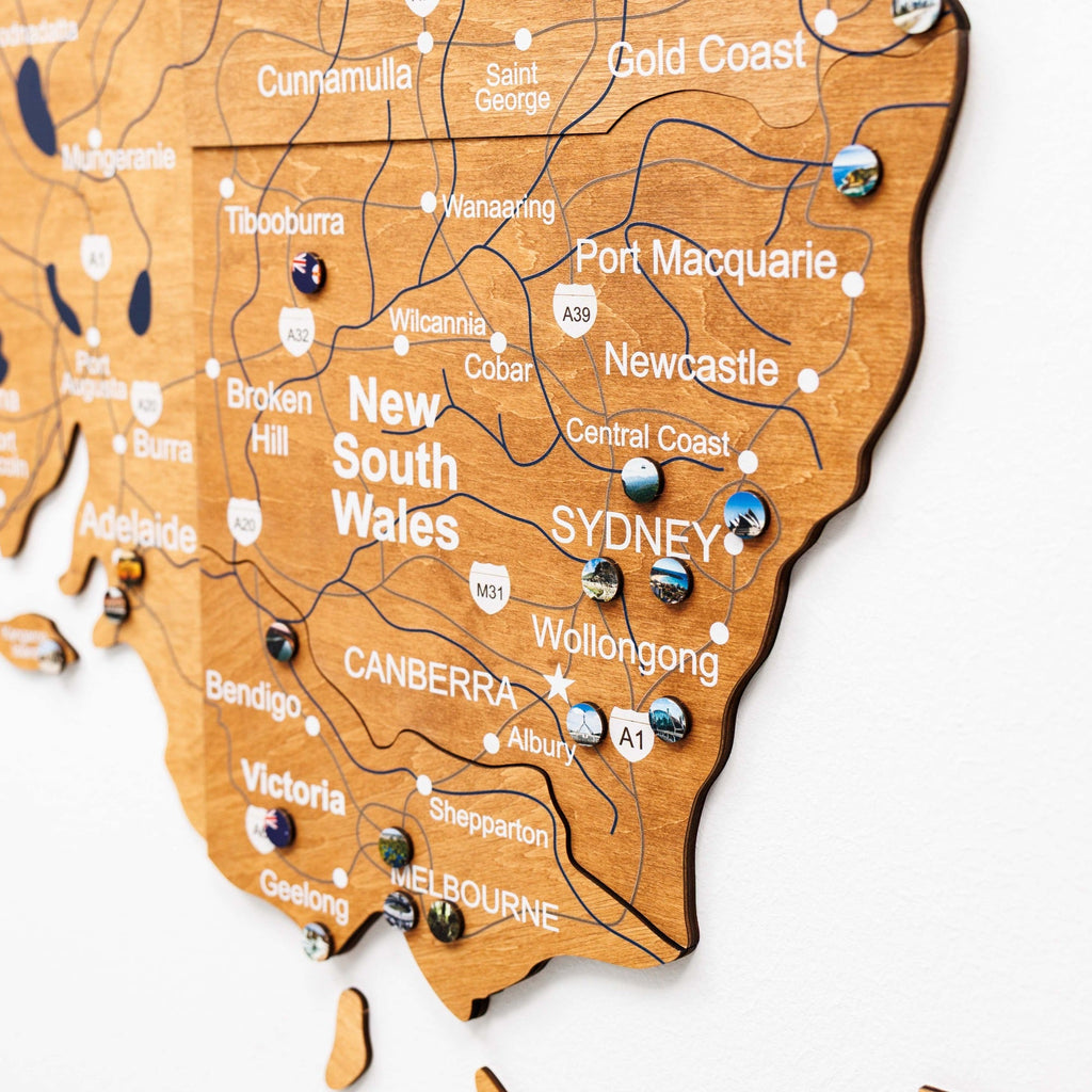 3D Wooden Map of Australia - Oak