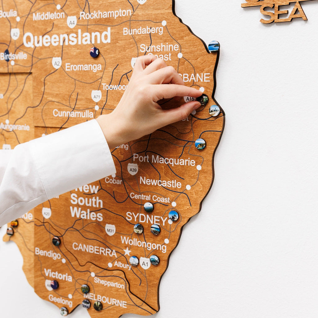 3D Wooden Map of Australia - Oak