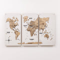 3D Wooden World Map Triptych Frameless - Terra