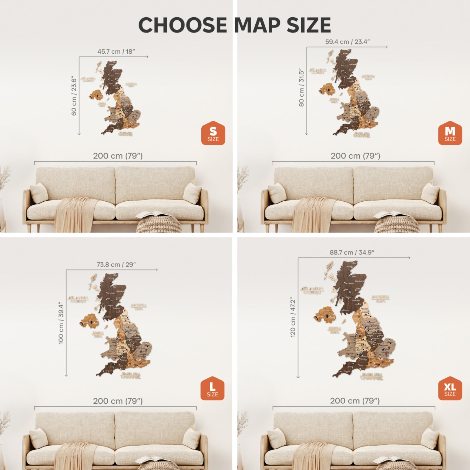 3D Wooden Map of United Kingdom - Multicolor