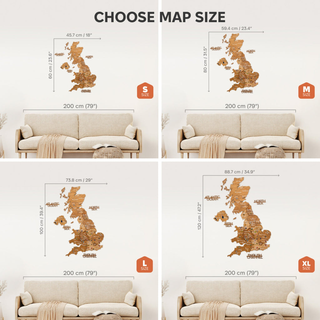 3D Wooden Map of the United Kingdom - Oak