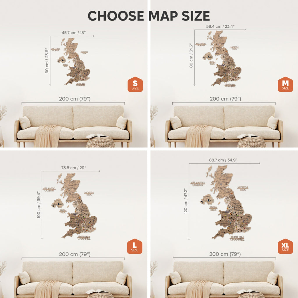 3D Wooden Map of the United Kingdom - Terra
