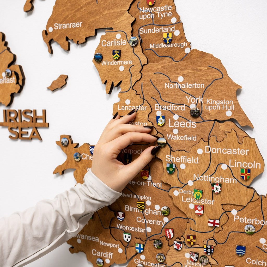 3D Wooden Map of the United Kingdom - Oak