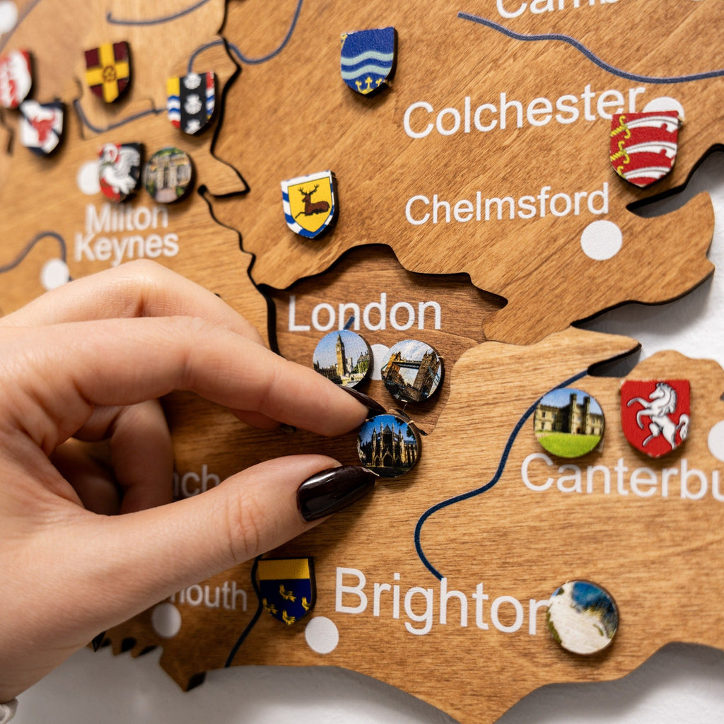 3D Wooden Map of the United Kingdom - Oak