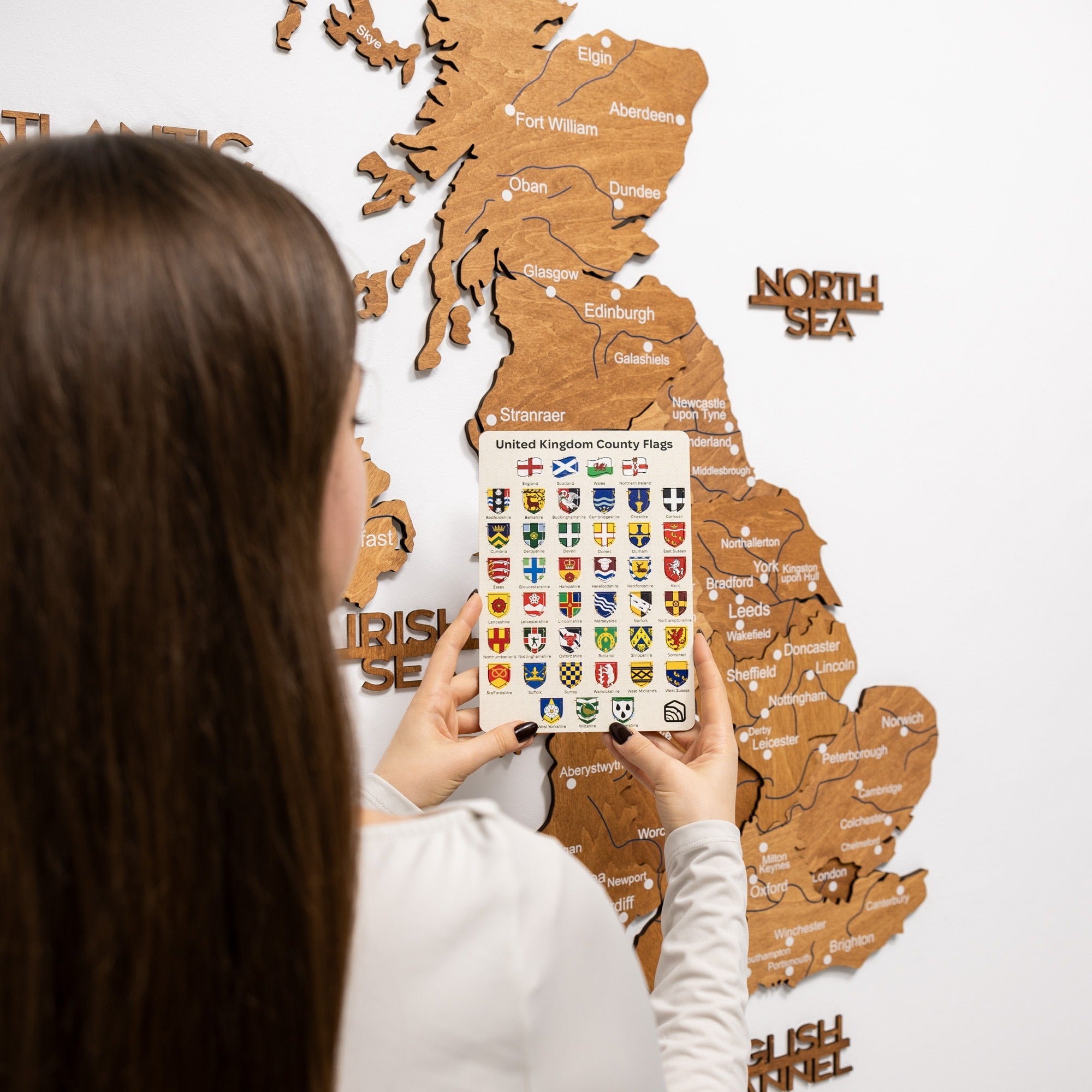 3D Wooden Map of the United Kingdom - Oak