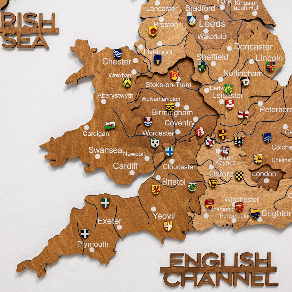 3D Wooden Map of the United Kingdom - Oak