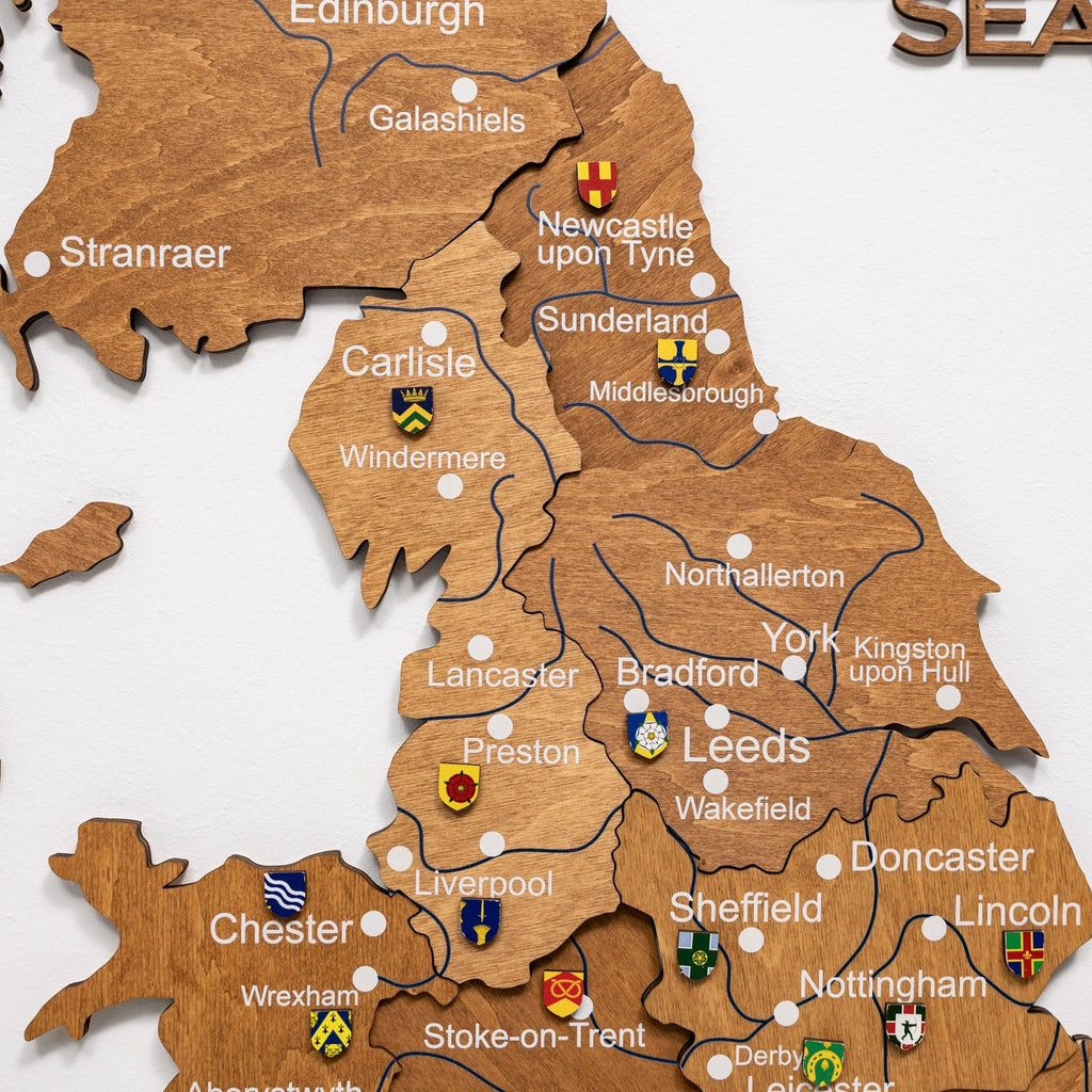 3D Wooden Map of the United Kingdom - Oak