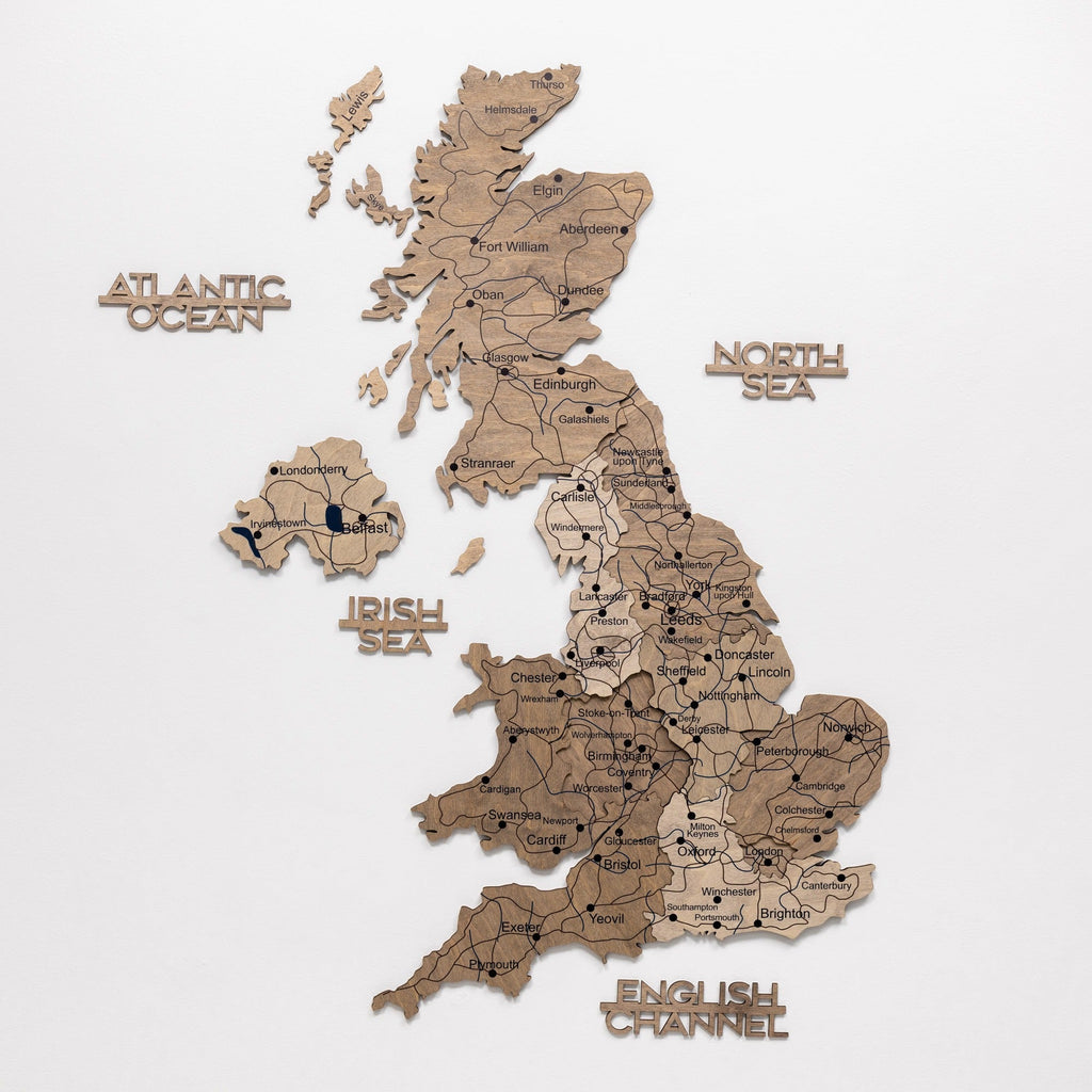 3D Wooden Map of the United Kingdom - Terra