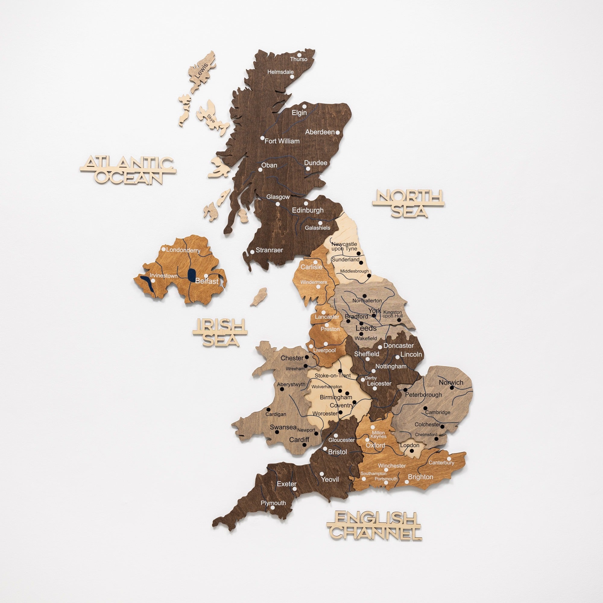 3D Wooden Map of United Kingdom - Multicolor