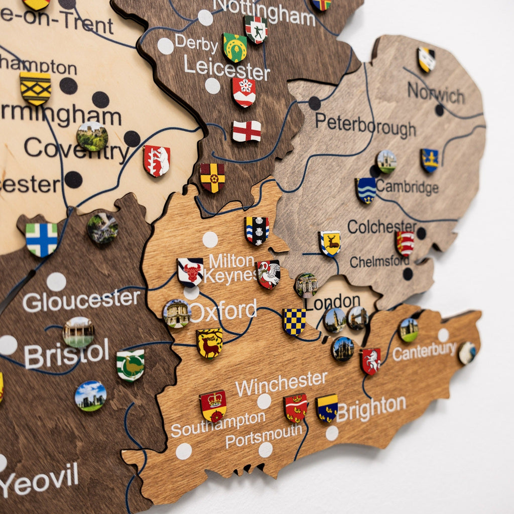 3D Wooden Map of United Kingdom - Multicolor