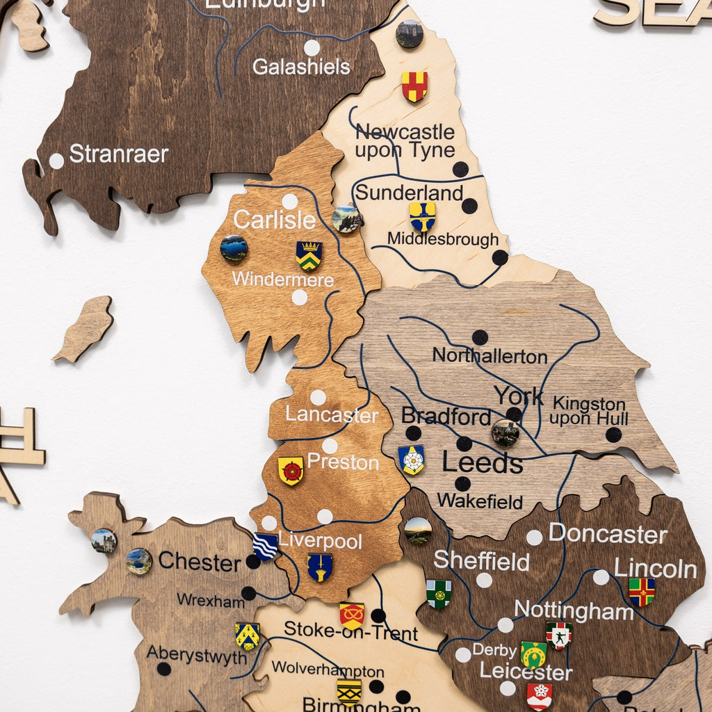 3D Wooden Map of United Kingdom - Multicolor