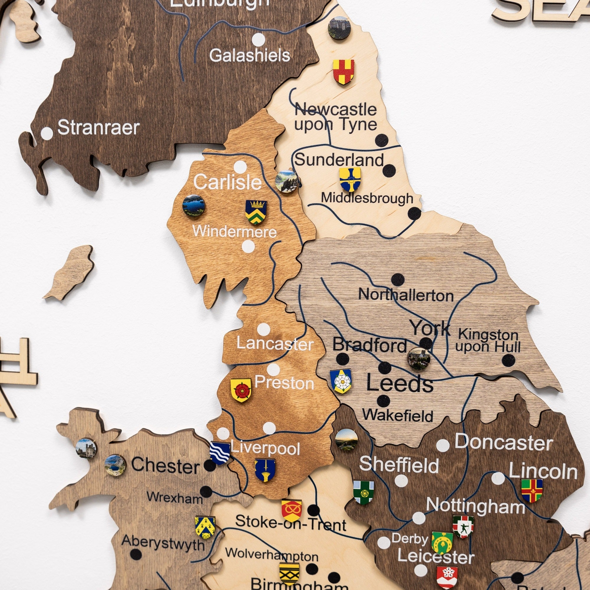 3D Wooden Map of United Kingdom - Multicolor