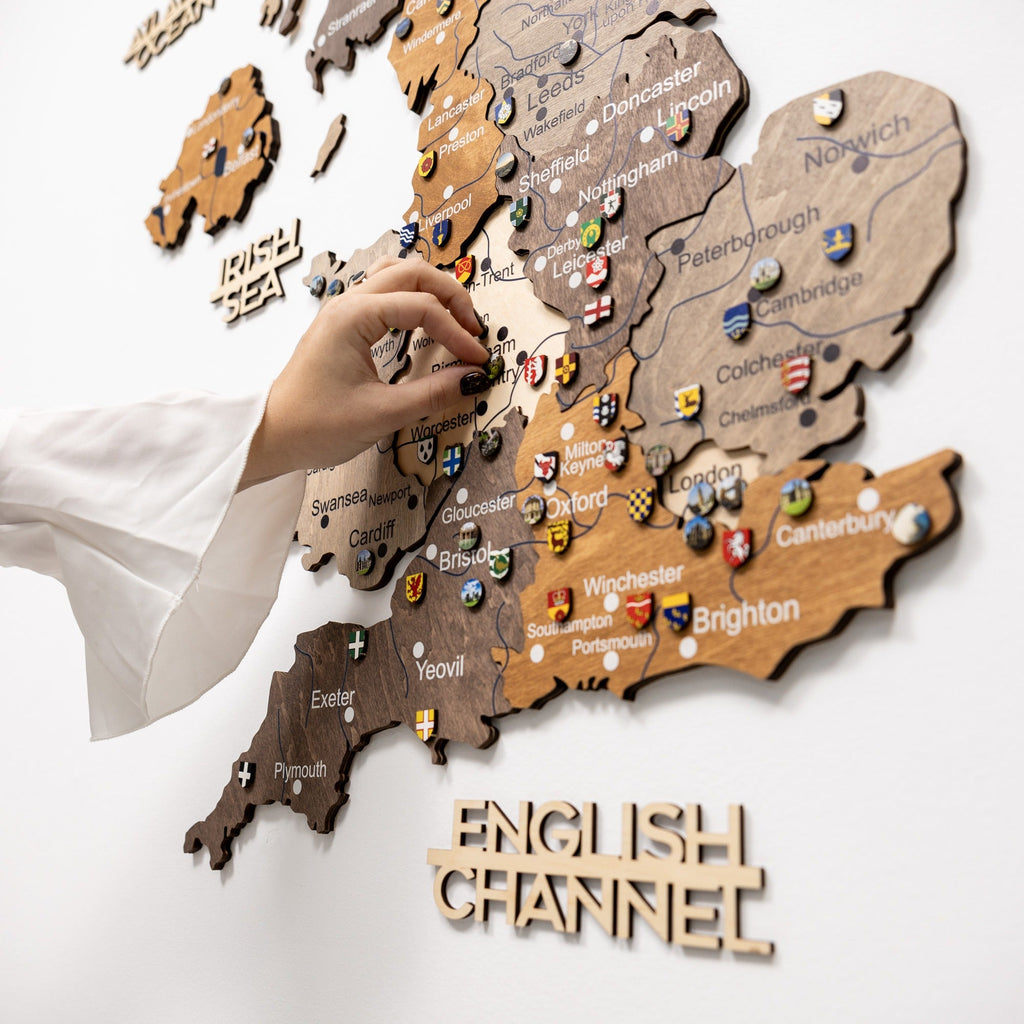 3D Wooden Map of United Kingdom - Multicolor
