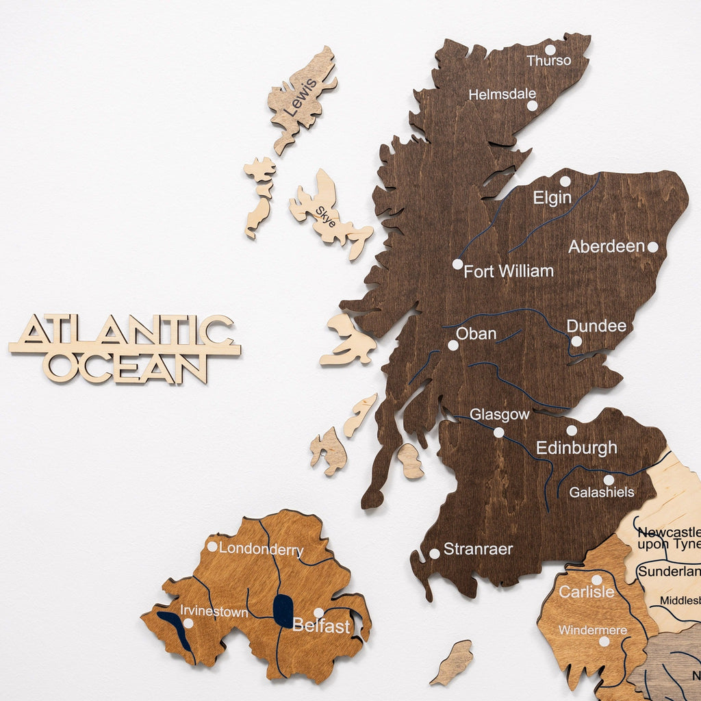 3D Wooden Map of United Kingdom - Multicolor