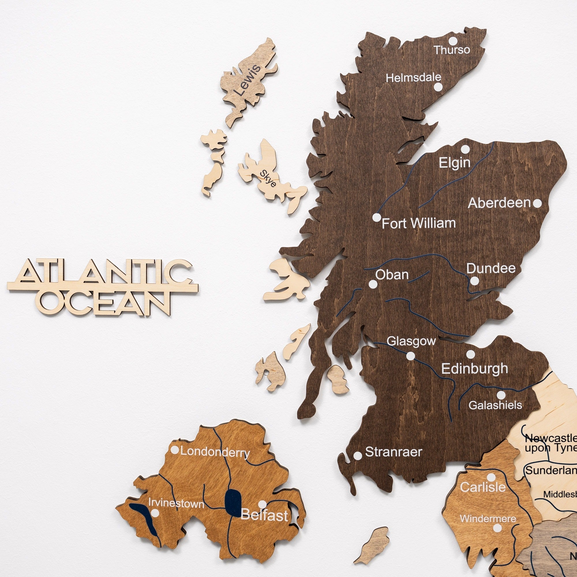3D Wooden Map of United Kingdom - Multicolor
