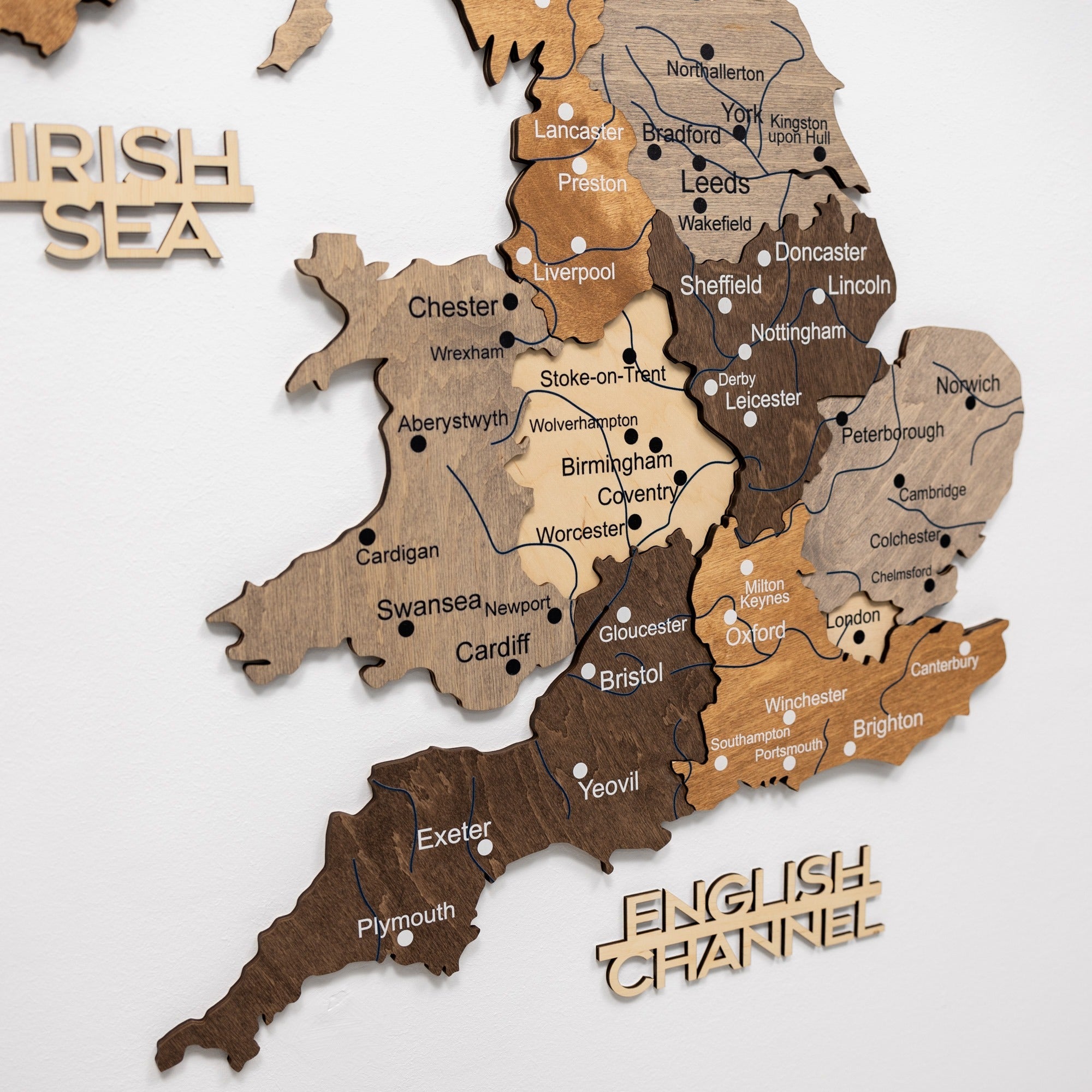 3D Wooden Map of United Kingdom - Multicolor
