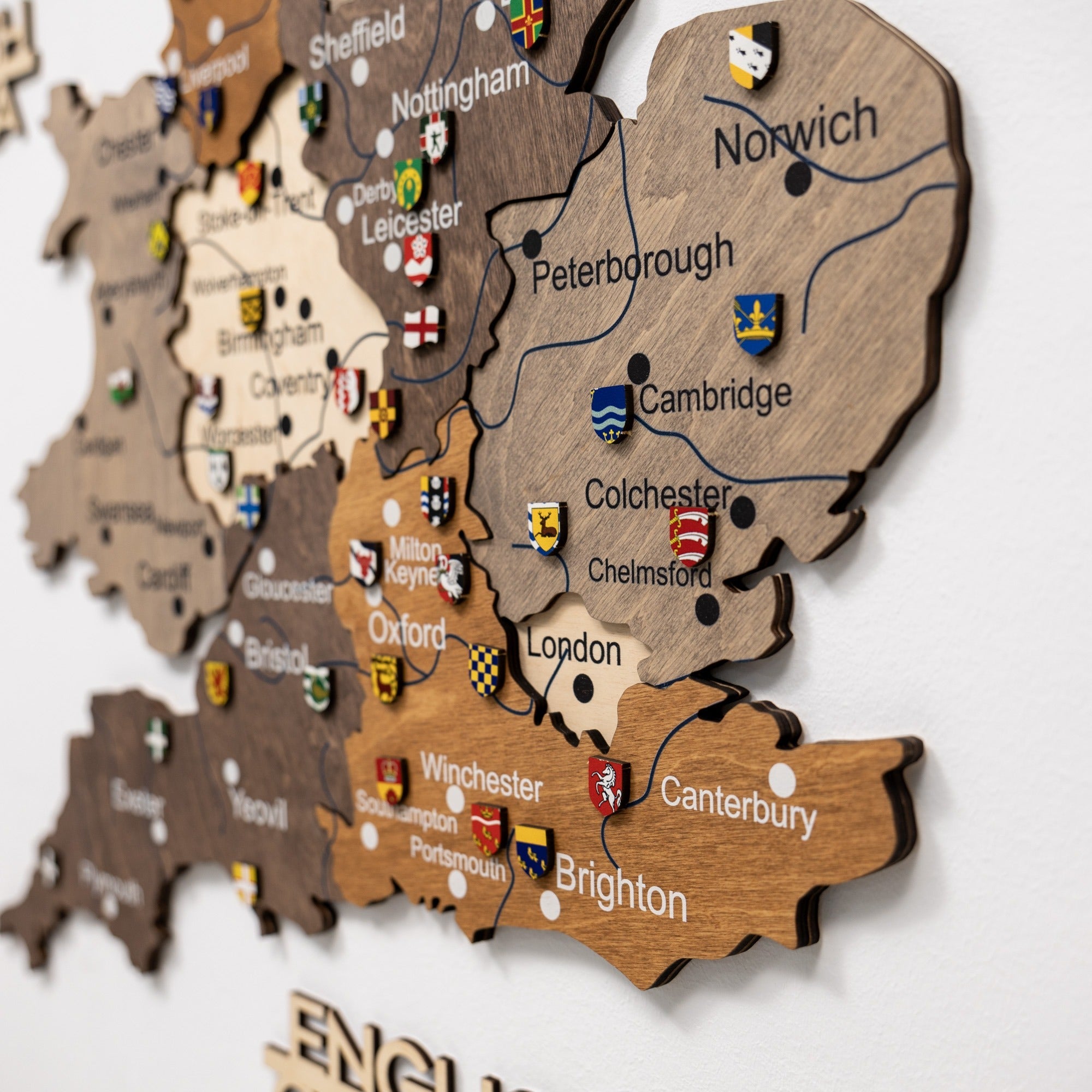 3D Wooden Map of United Kingdom - Multicolor