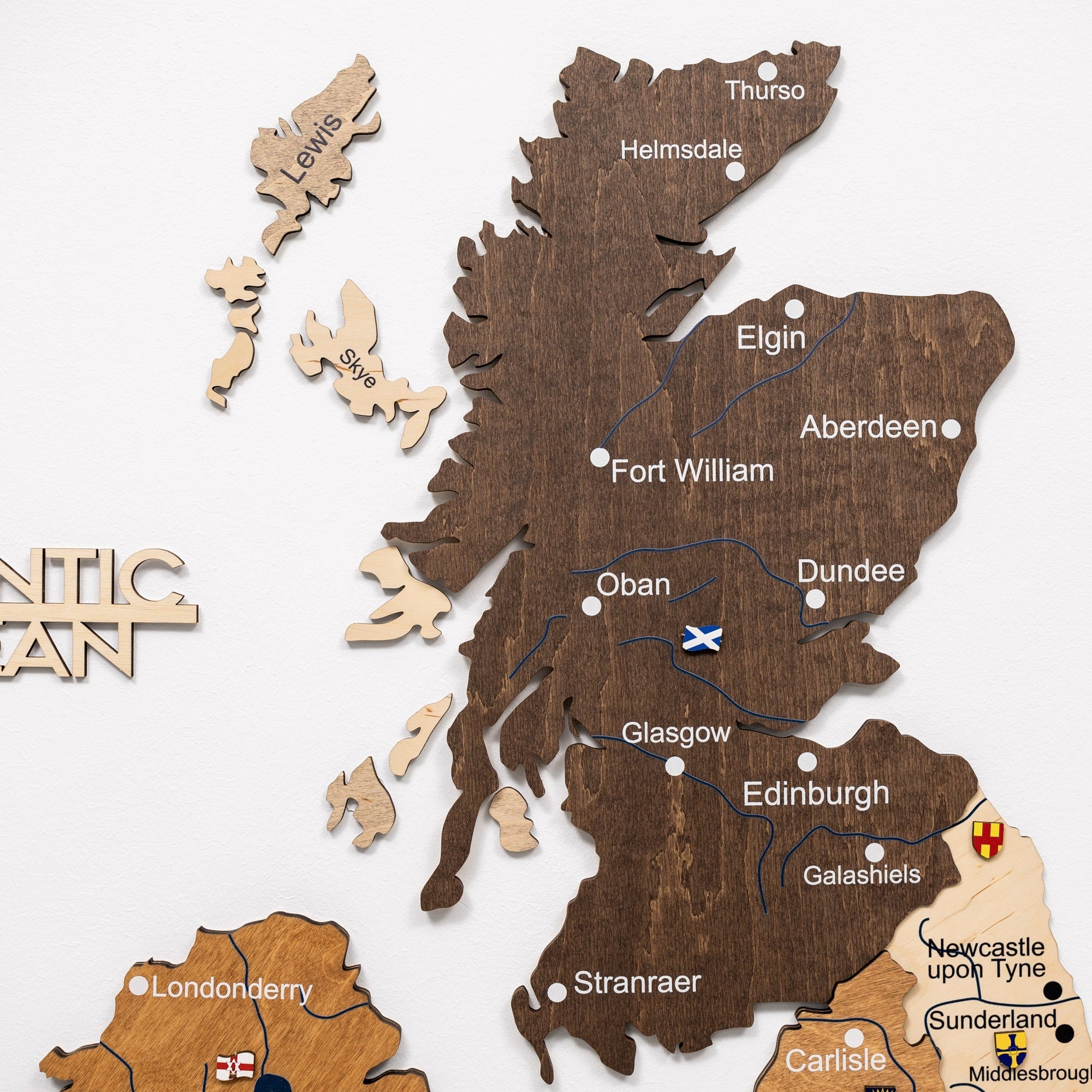3D Wooden Map of United Kingdom - Multicolor