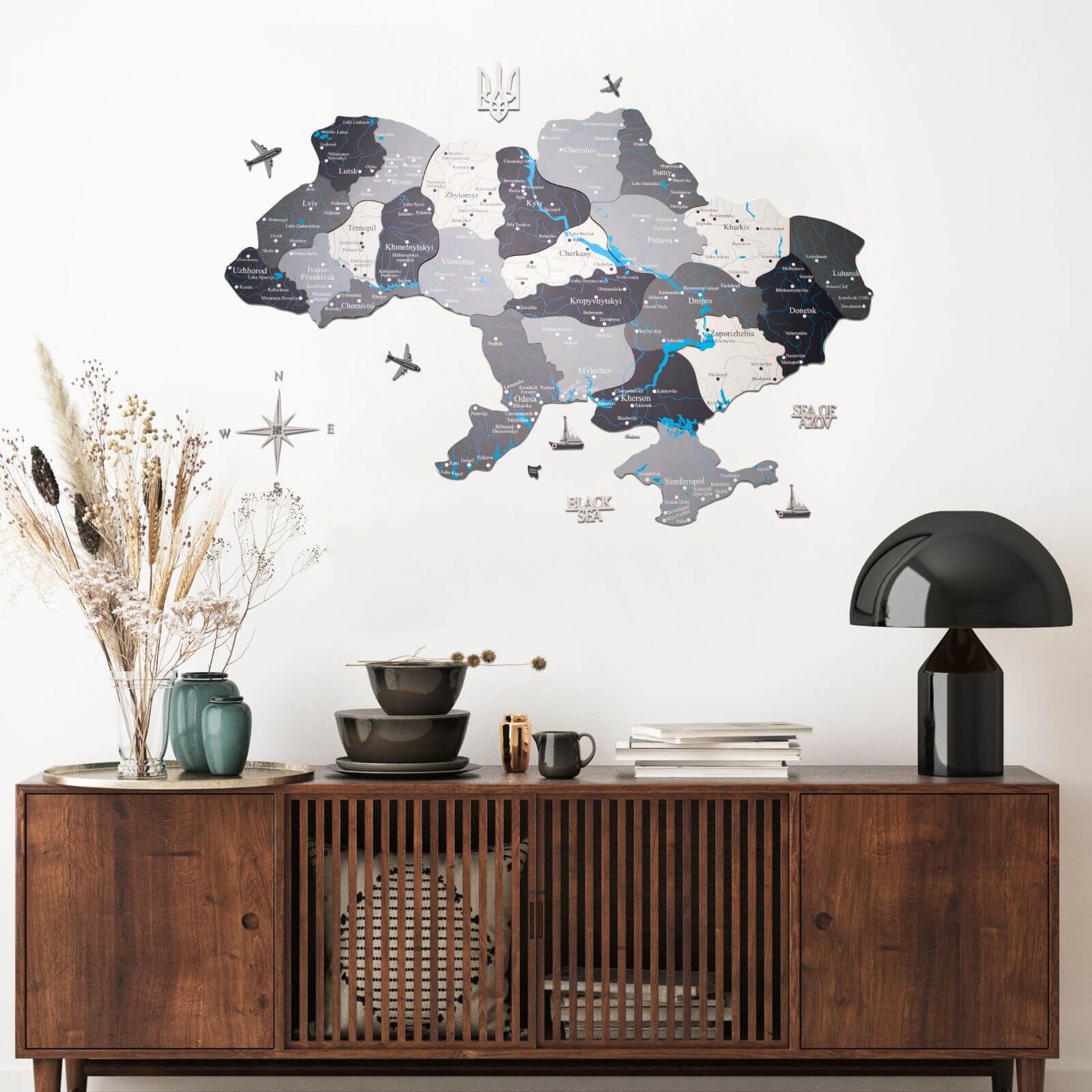 Wooden Map of Ukraine Multicolor