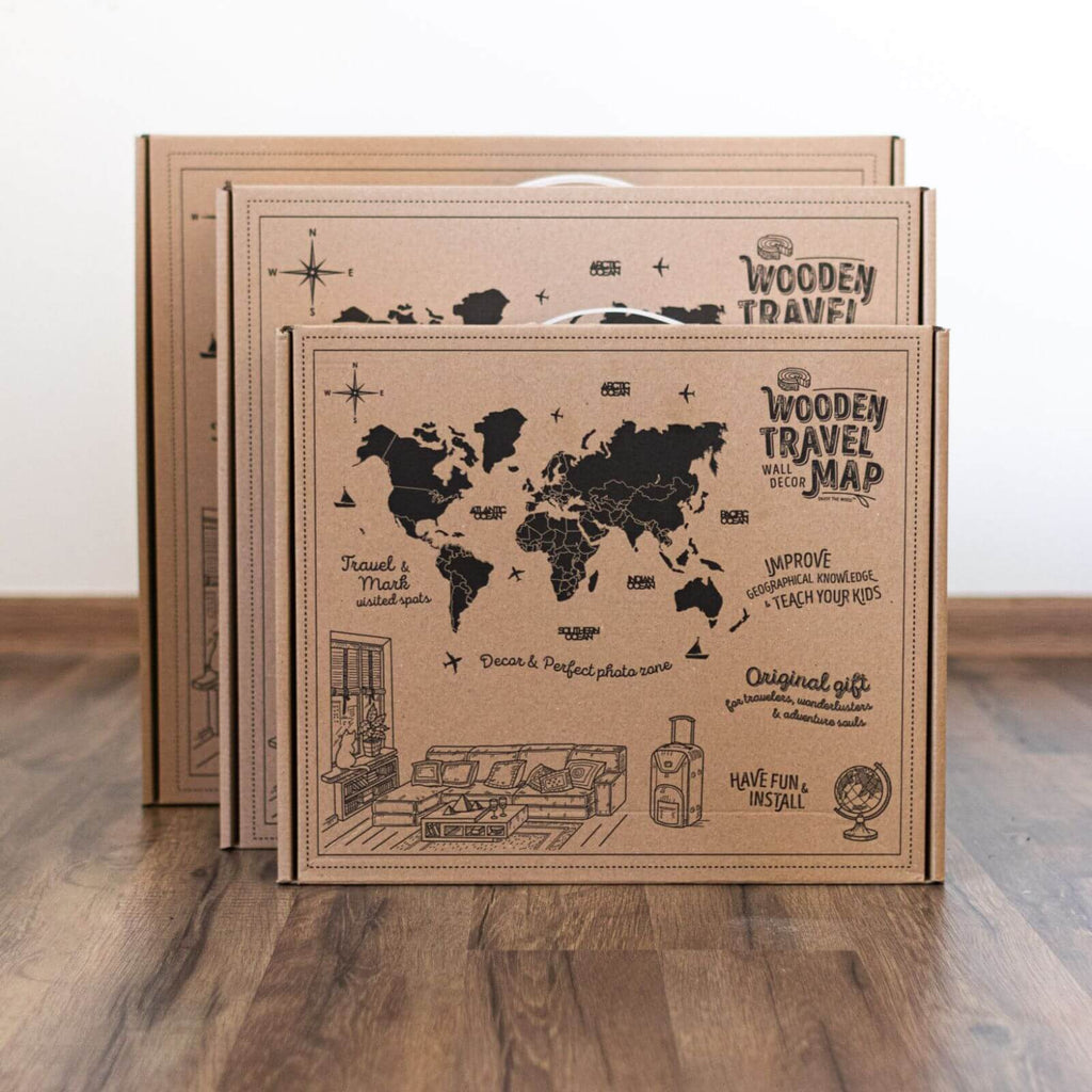 3D LUMINOUS LED Wooden World Map 2.0 Aqua